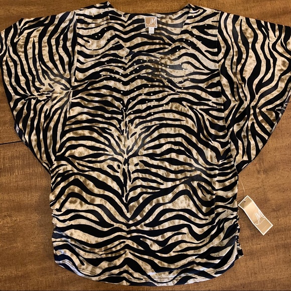 JM Collection Zebra Print Top - Picture 1 of 6